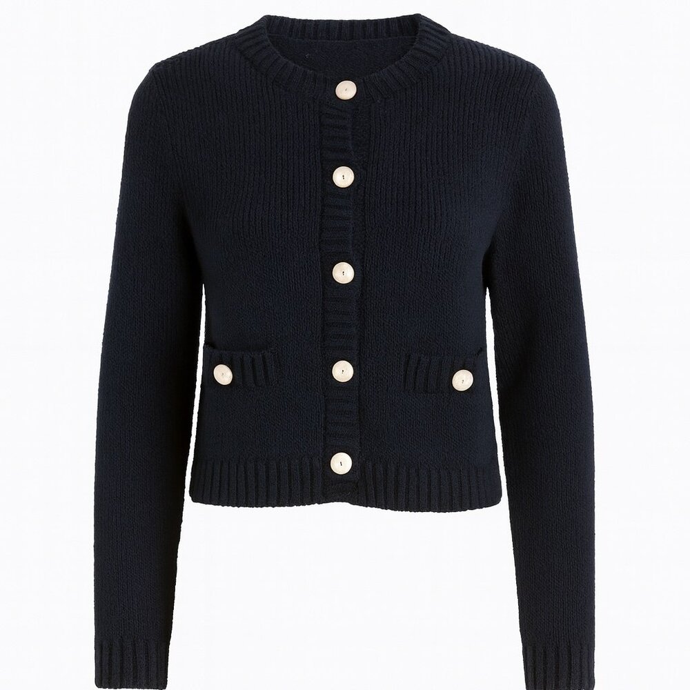 Black Cardigan with Gold Buttons